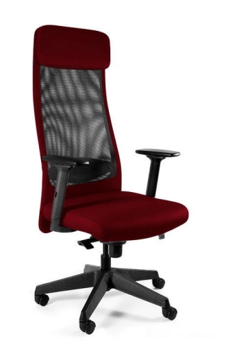 Fotel biurowy, ergonomiczny, Ares Mesh, czarny, deepred