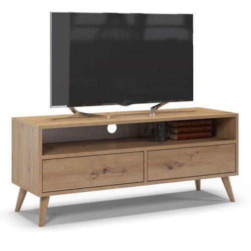 Szafka rtv, stolik pod telewizor, SKAND, 120x40x50 cm, dąb, mat