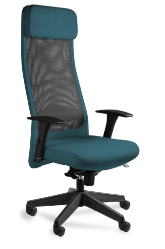 Fotel biurowy, ergonomiczny, Ares Mesh, czarny, steelblue