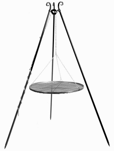 Grill na trójnogu 180 cm, ruszt stal naturalna 50 cm
