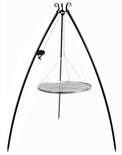 Grill na trójnogu z kołowrotkiem 200 cm, ruszt stal nierdzewna 80 cm