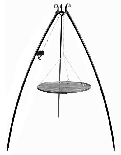 Grill na trójnogu z kołowrotkiem 200 cm, ruszt stal naturalna 50 cm