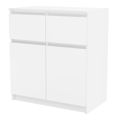 Nowoczesna komoda Malaga, 2D2S, 70x40x77 cm, biel, mat