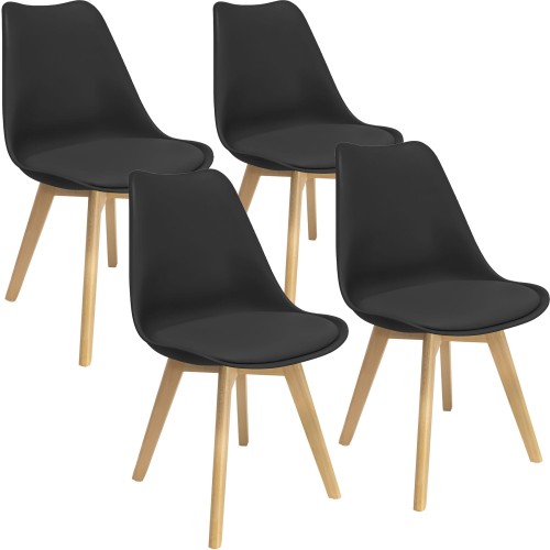 Krzesła OSLO, ekoskóra, 4 sztuki, 48x55x81 cm, czarne