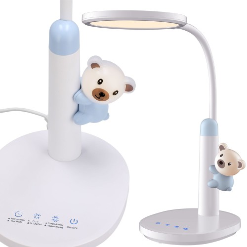 Lampka biurkowa dla dzieci, szkolna, LED, 37 cm, biała