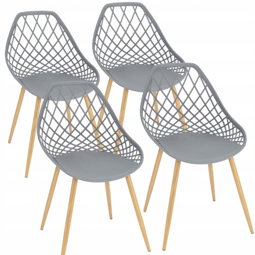 Zestaw 4 sztuk, krzesło ogrodowe, ARANDA, boho, 48x55x81 cm, szare