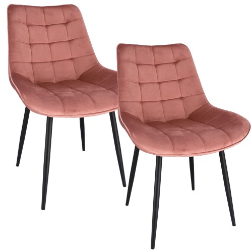 Krzesła do kuchni, 2 sztuki, pikowane, 53x63x83 cm, różowe