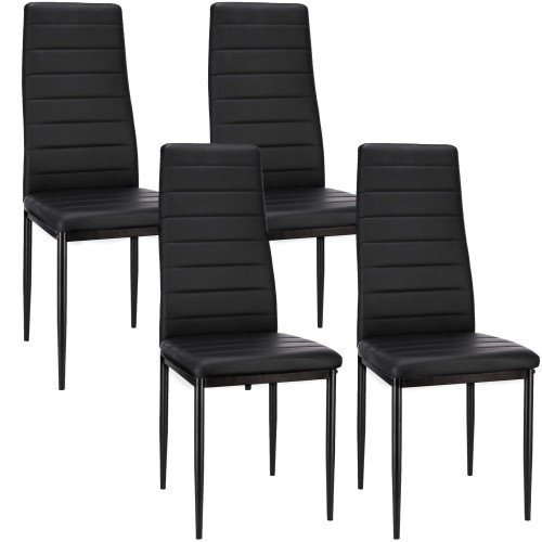 Zestaw 4 krzeseł do salonu, jadalni, ekoskóra, VERUM, 40x50x96 cm, czarne