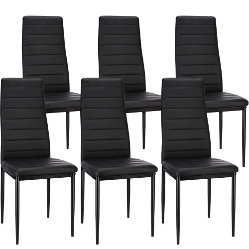 Zestaw 6 krzeseł do salonu, jadalni, ekoskóra, VERUM, 40x50x96 cm, czarne