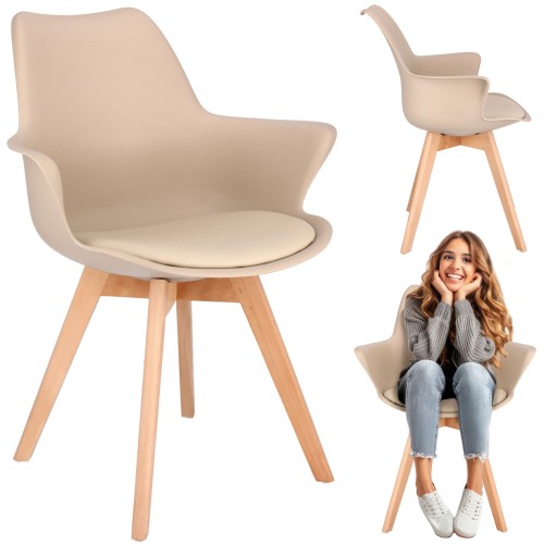 Krzesło skandynawskie, ORLEAN, ekoskóra, 63x59x83 cm, beżowe