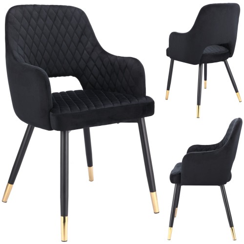 Krzesło tapicerowane, welurowe, Borgo, czarne nogi, czarne