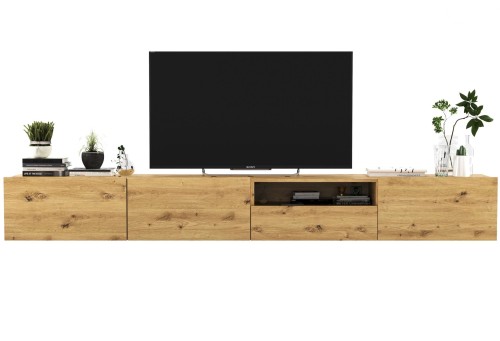 Wisząca szafka RTV, loft, industrialna, enjoy, 240x35x30 cm, dąb artisan, mat