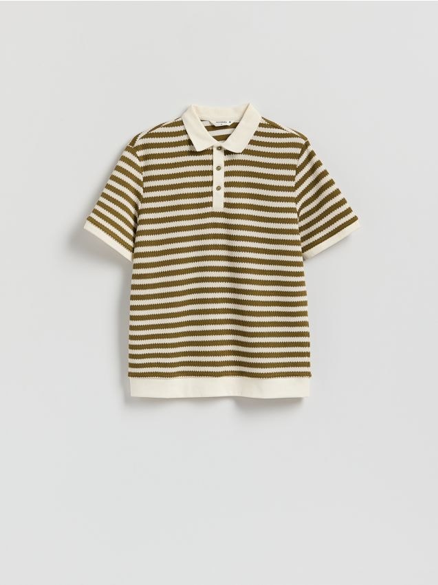 Reserved - Koszulka polo w paski - biały