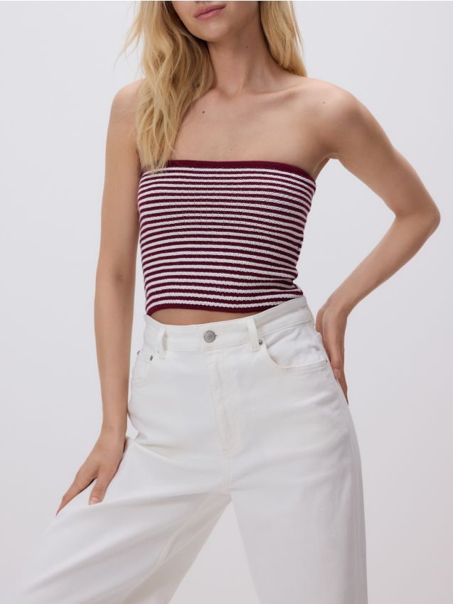 Reserved - Dzianinowy crop top - wielobarwny