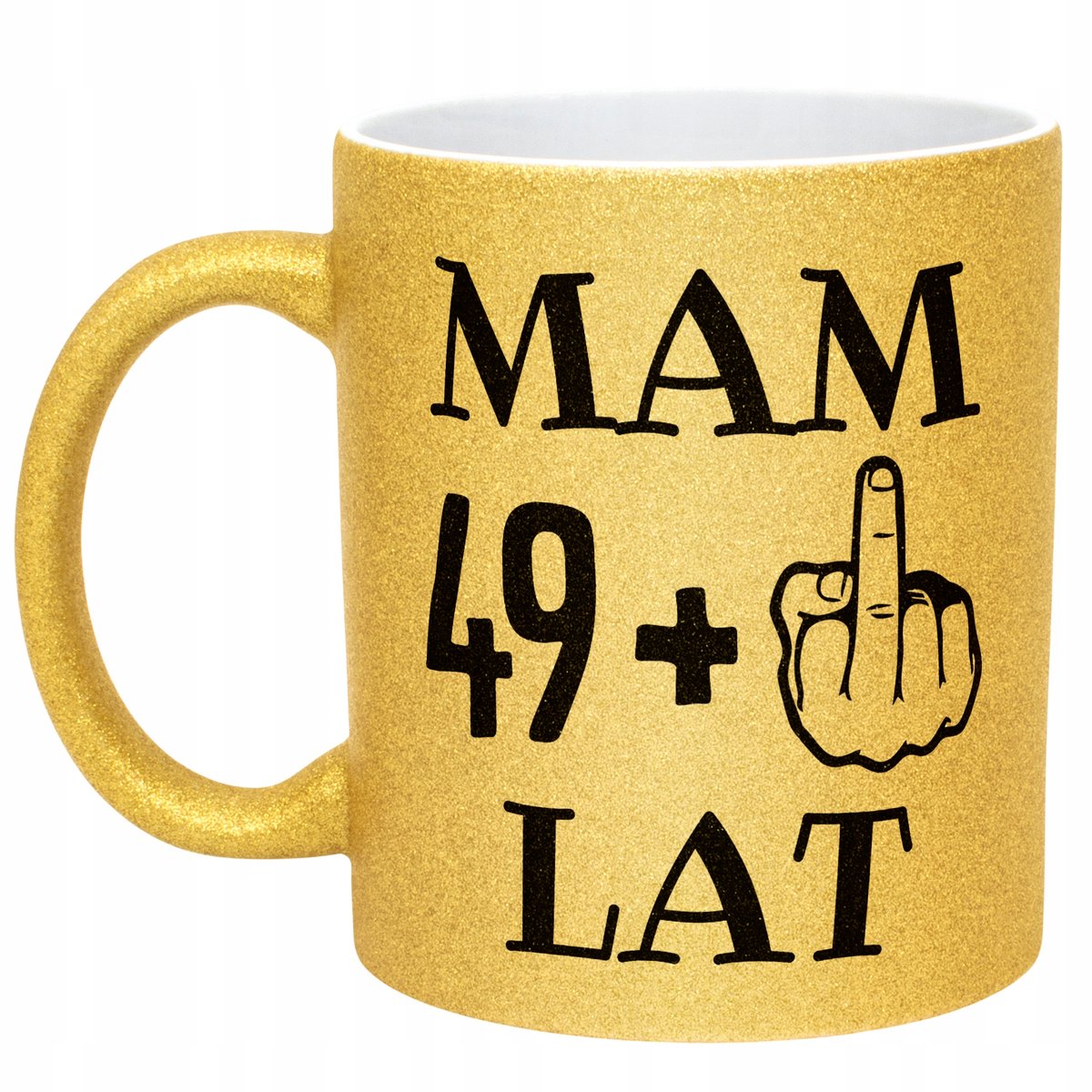 Złoty kubek brokatowy Na Urodziny Mam 50 Lat Zabawny Prezent Upominek