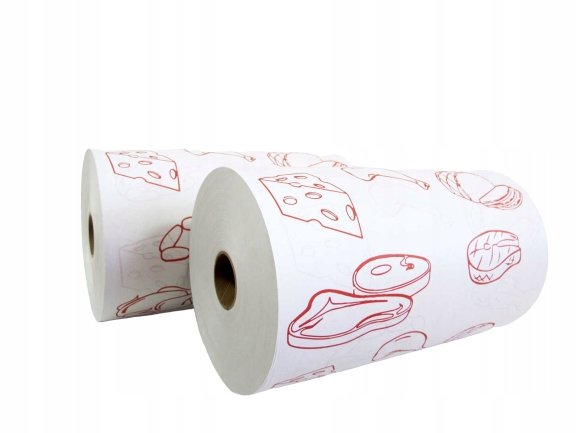 Papier Pakowy z PE Do Wędlin Serów Ryb Rolka Biały Z Nadrukiem 35 cm 10 kg