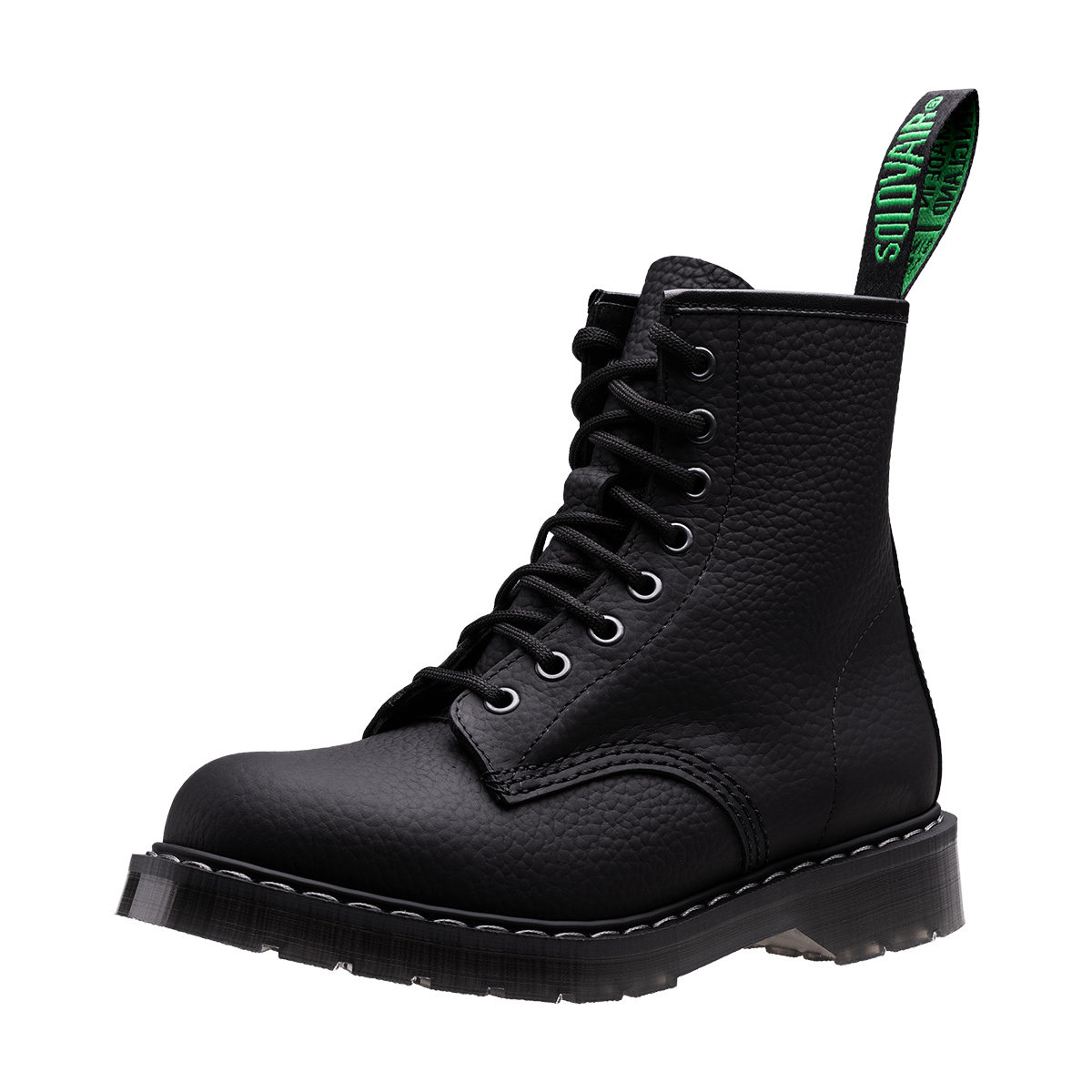 glany SOLOVAIR - 8 EYE DERBY BOOT (BLACK GREASY GRAIN) S8-551-BG-SOFTG-G-38