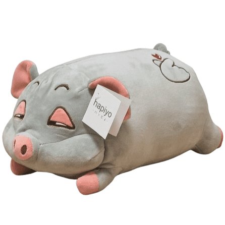 Maskotka Pluszak Śmieszna Mała Świnka Z Serduszkiem Szara