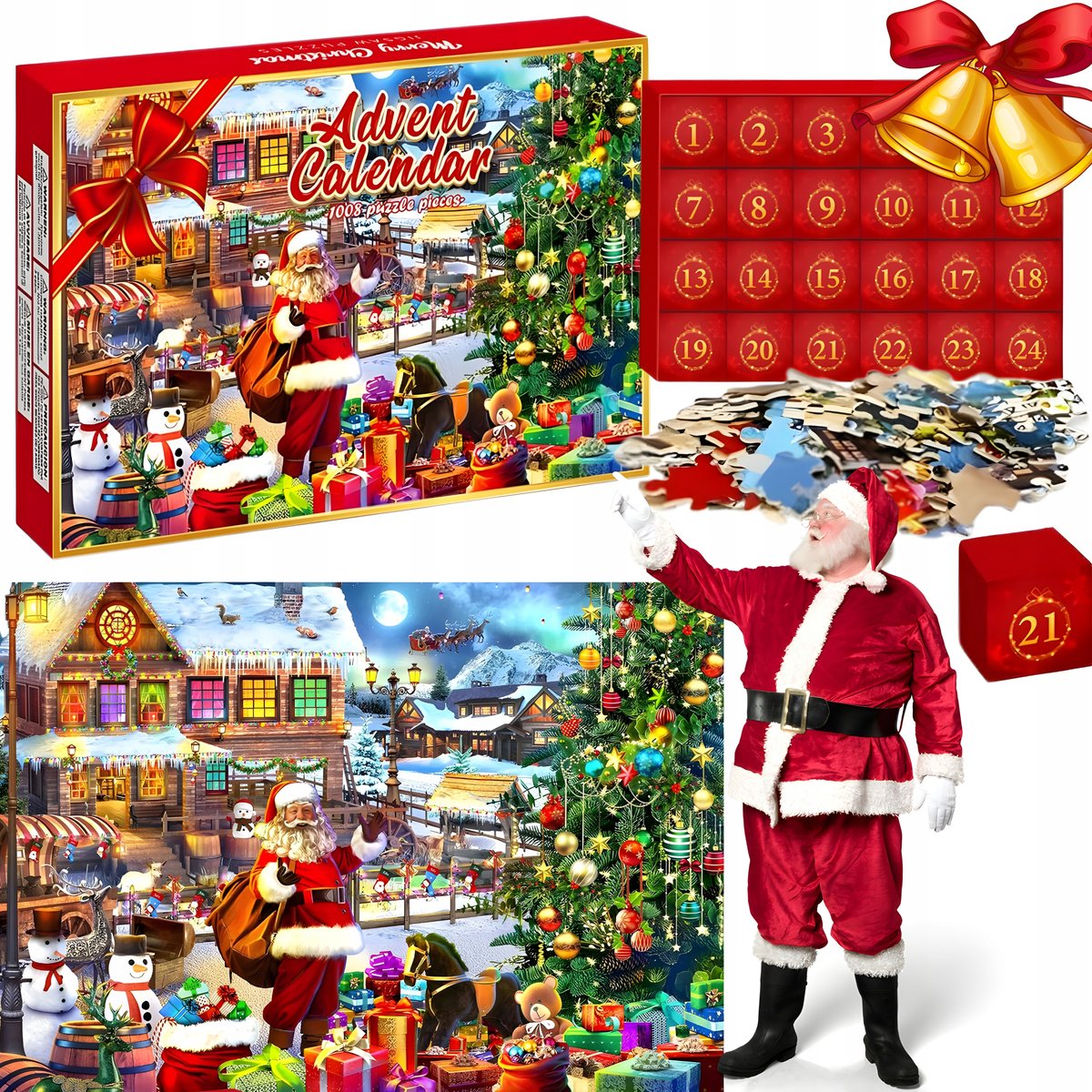 KALENDARZ ADWENTOWY ŚWIĄTECZNY DIY PUZZLE 1008 ELEMENTÓW PREZENT DLA DZIECI