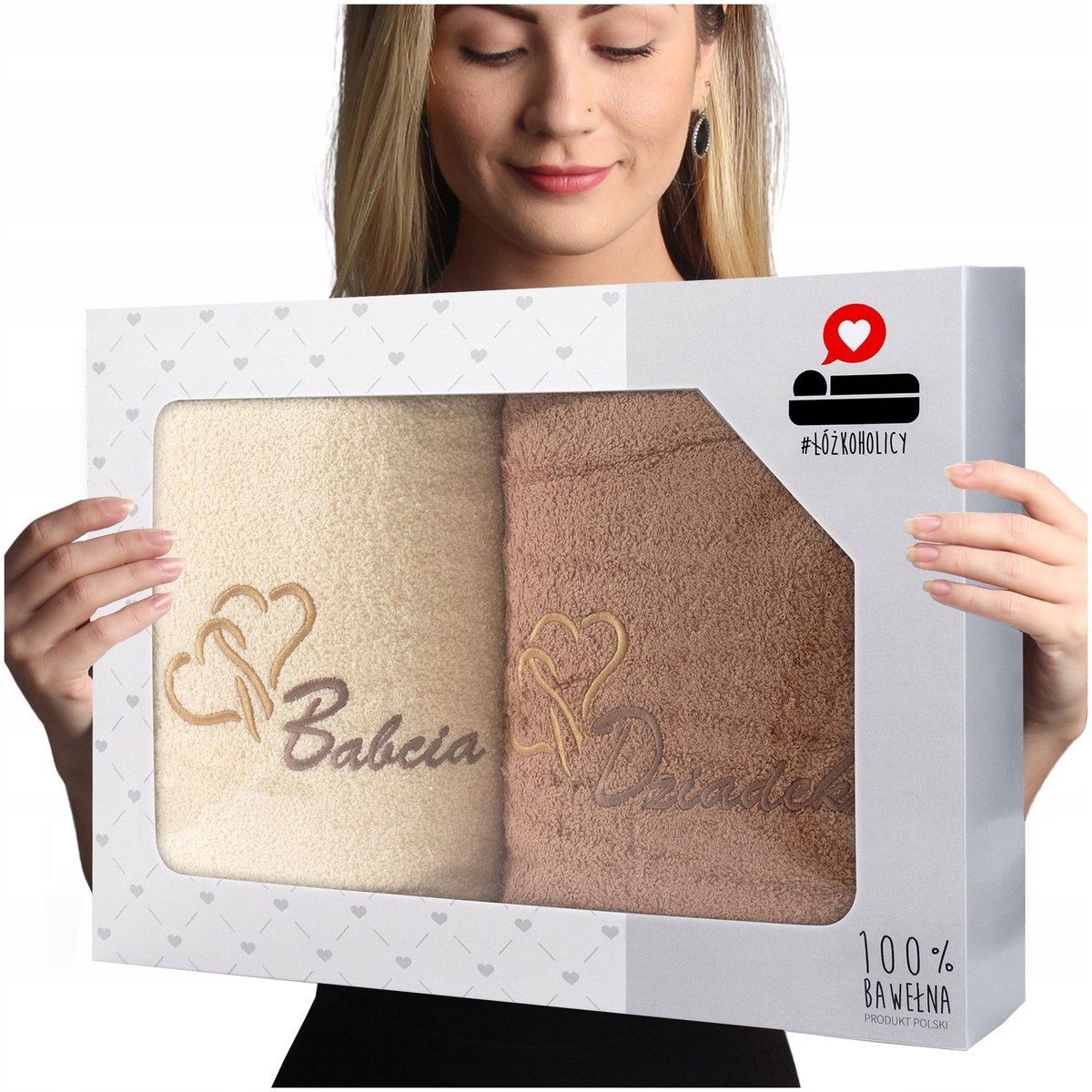 Komplet ręczników prezent na Dzień Babci i Dziadka 2szt frotte 50x100 LUBA