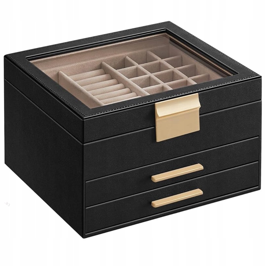 SZKATUŁKA ORGANIZER NA BIŻUTERIĘ ELEGANCKI KUFEREK KASETKA GLAMOUR