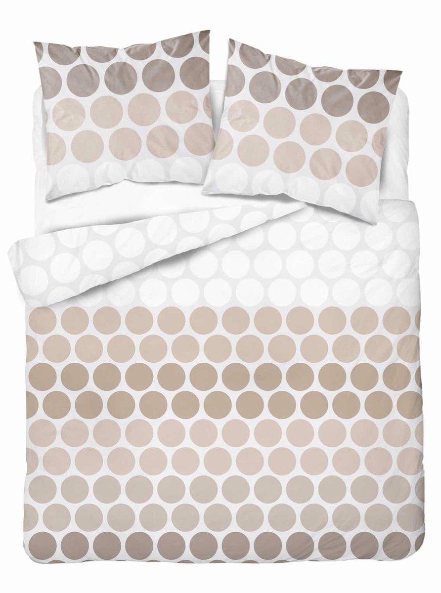 Pościel satynowa 160x200 Beżowe groszki na bieli – minimalistyczny wzór, 100% bawełna - Home Satin