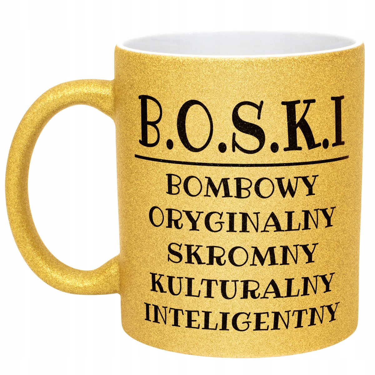 Złoty Kubek Brokatowy B.O.S.K.I Dla Mężczyzny Śmieszny Zabawny Prezent