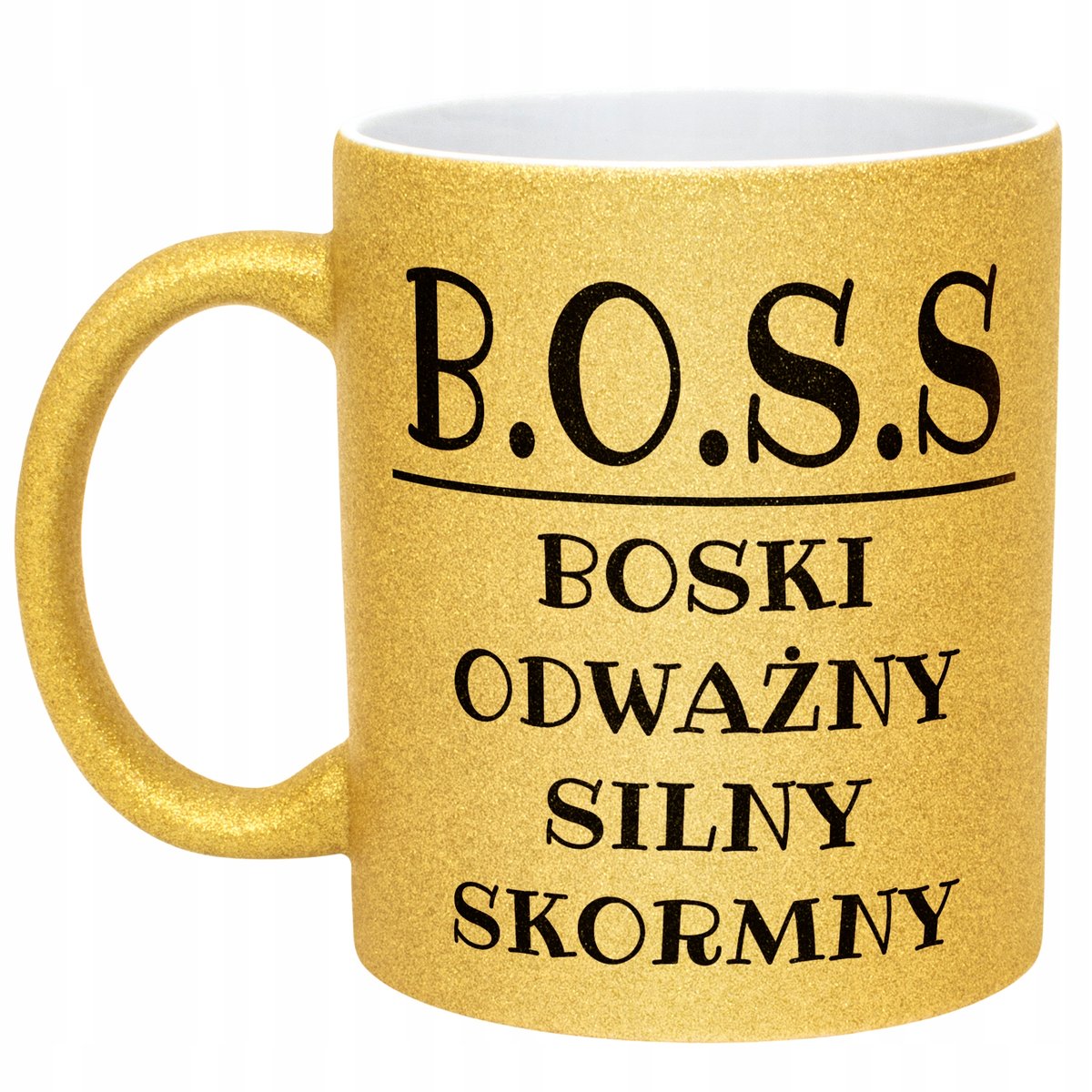 Złoty Kubek Brokatowy B.O.S.S Dla Mężczyzny Śmieszny Zabawny Prezent