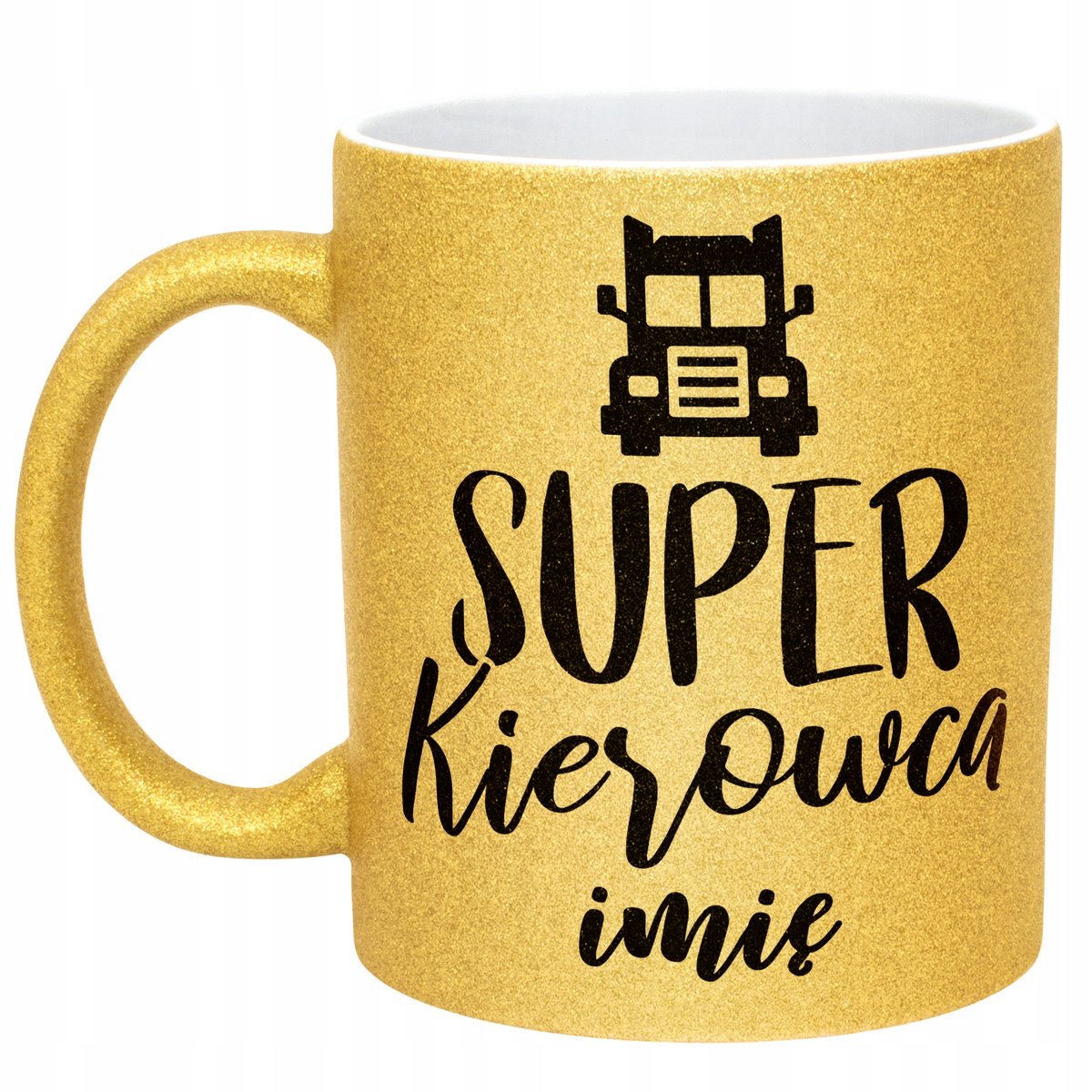 Złoty kubek brokatowy Personalizowany Super Kierowca Prezent Upominek