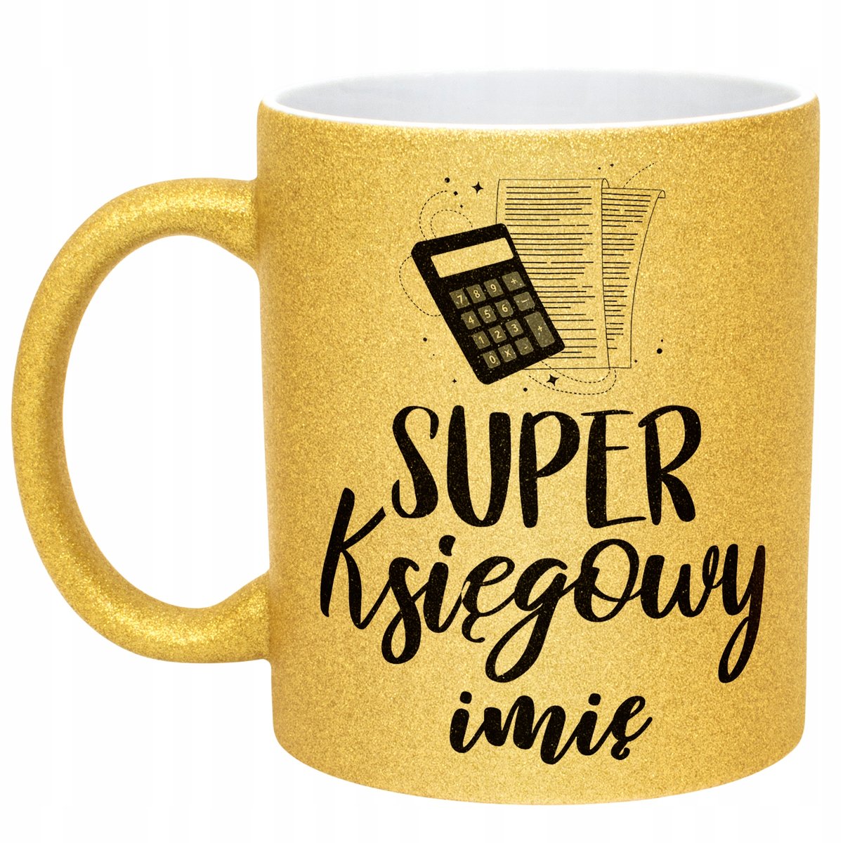 Złoty kubek brokatowy Personalizowany Super Księgowy Prezent Upominek