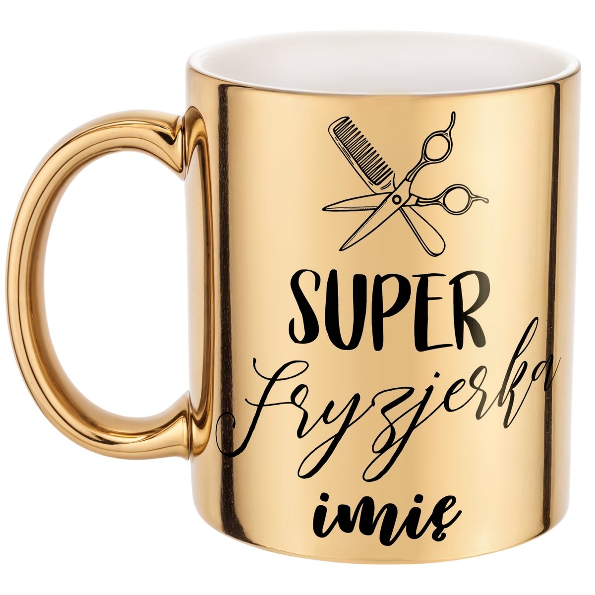 Złoty Kubek Personalizowany Super Fryzjerka Dla Fryzjerki Prezent