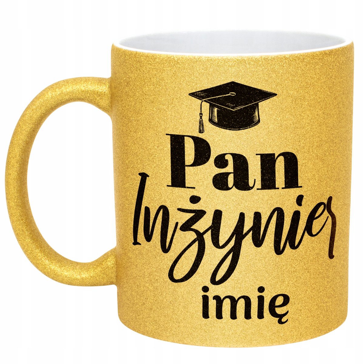 Złoty kubek brokatowy Personalizowany Pan Inżynier Prezent Upominek