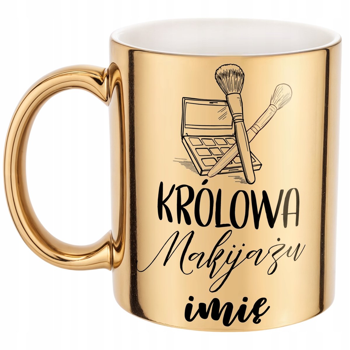 Złoty Kubek Personalizowany Królowa Makijażu Prezent