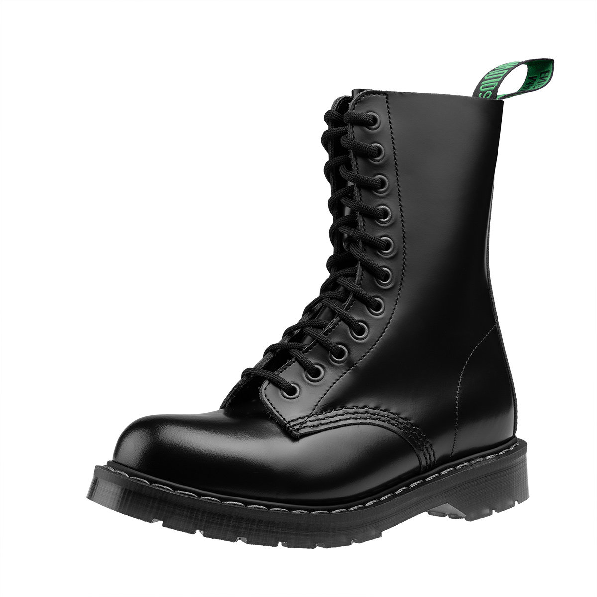 glany SOLOVAIR - 11 EYE DERBY BOOT (BLACK HI-SHINE) S11-981-BK-G-42