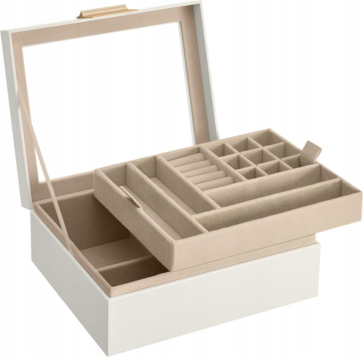 ORGANIZER NA BIŻUTERIĘ ELEGANCKI BIAŁY KUFEREK SZKATUŁKA