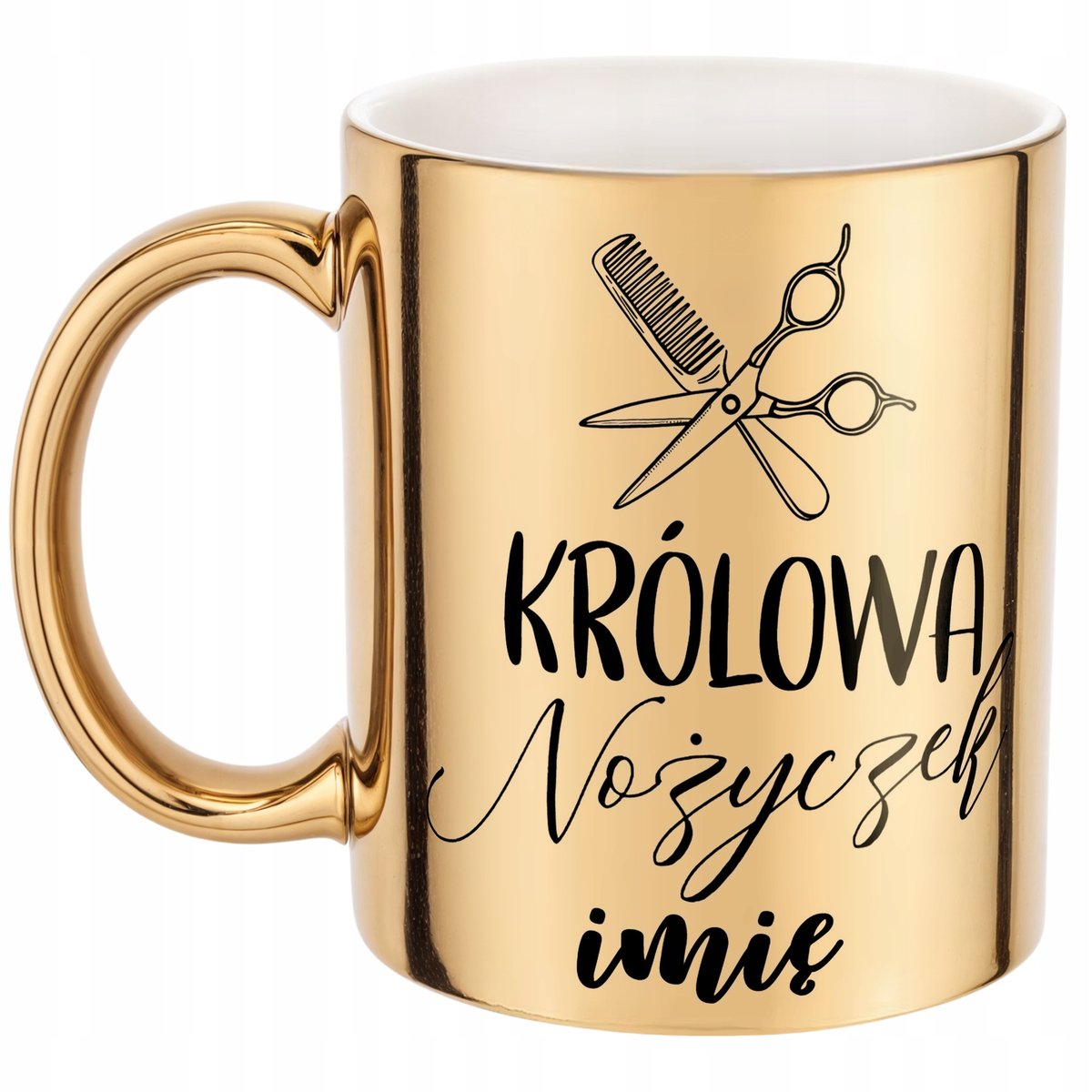 Złoty Kubek Personalizowany Królowa Nożyczek Dla Fryzjerki Prezent