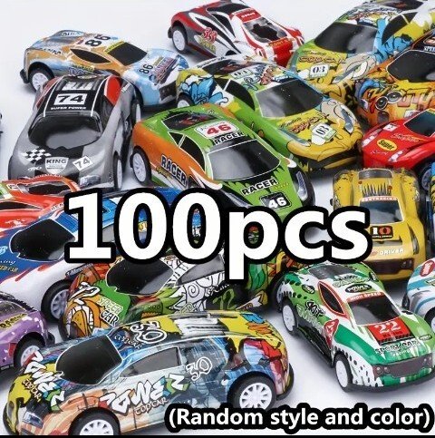 Zestaw 100 Samochodzików Resoraki Na Napęd PULL-BACK Autka Skrzynka Kuferek