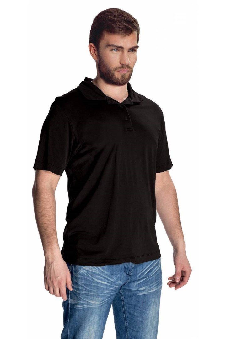 Elegancka Koszulka męska Polo z kołnierzykiem : Kolor - Czarny, Rozmiar - XL