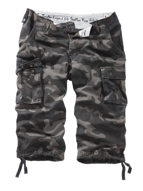 spodnie bojówki krótkie TROOPER LEGEND 3/4 - BLACK CAMO-S