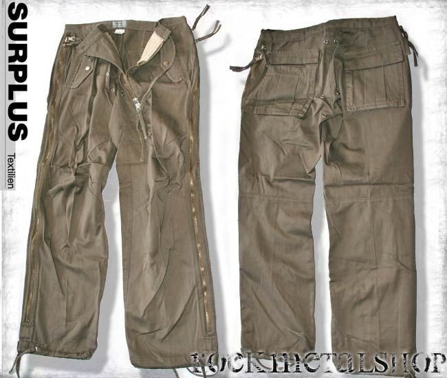 spodnie bojówki SQUARED ZIPP HOSE - kolor oliwkowy-XS