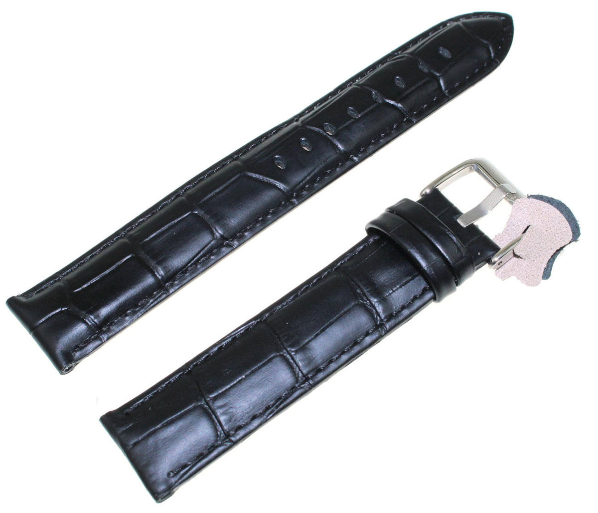 Sk��rzany pasek do zegarka 20 mm Diloy 368EL.20.1 czarny XL