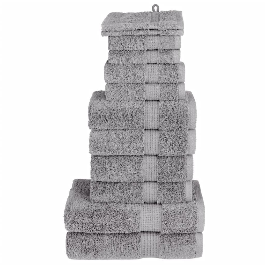 The Living Store 12-częściowy zestaw ręczników premium SOLUND - szary - 600 g/cm² - Zestaw Ręczników