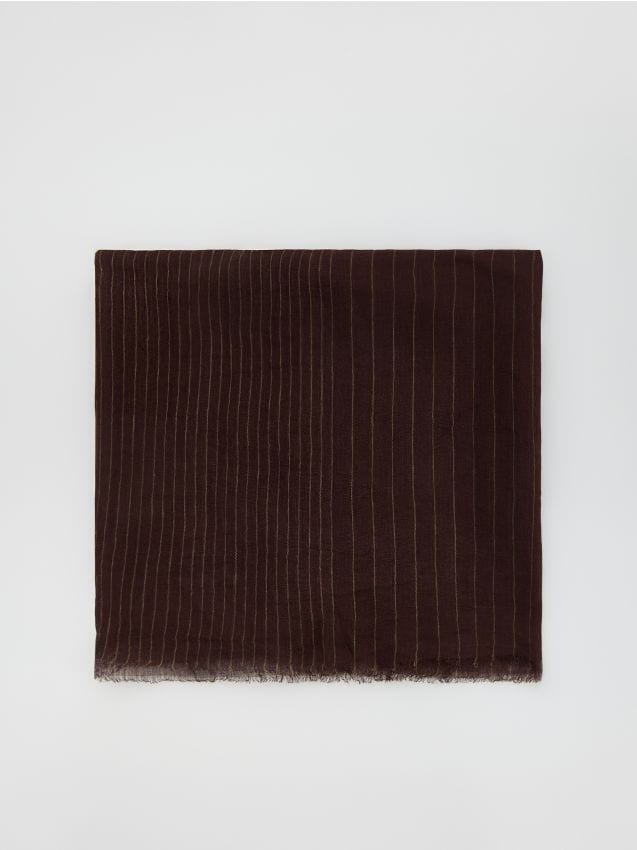 Reserved - Lniany szalik - ciemnobrązowy