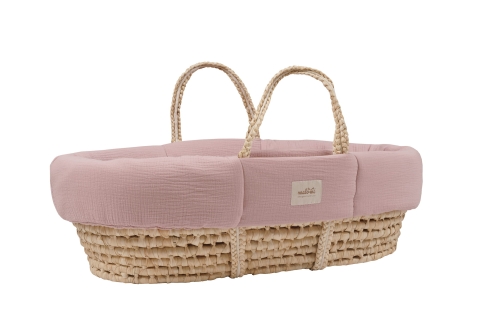 Wyściółka Muślinowa Do Kosza Mojżesza Dusty Pink