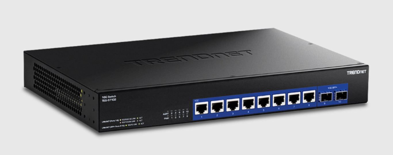 Trendnet TEG-S7102 łącza sieciowe Nie zarządzany 10G Ethernet (100/1000/10000) Komputer stacjonarny Czarny TEG-S7102