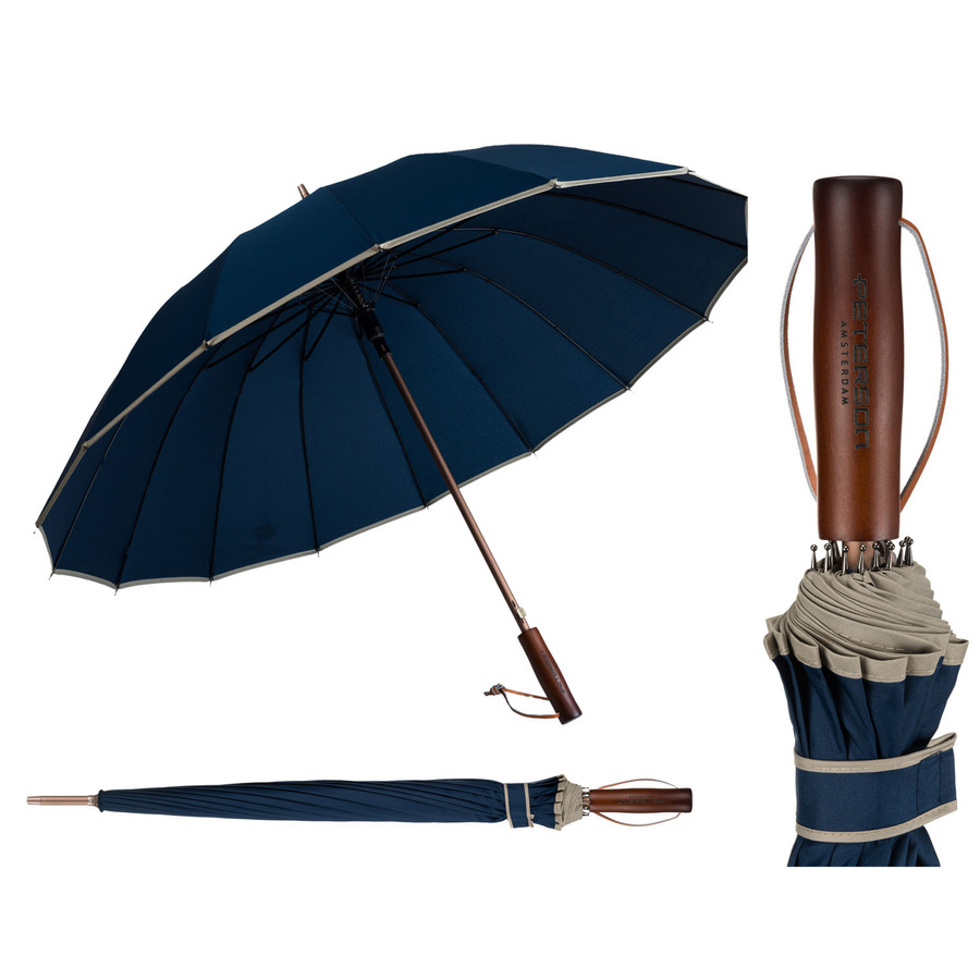 Granatowy, rządowy parasol z dużą czaszą - Peterson