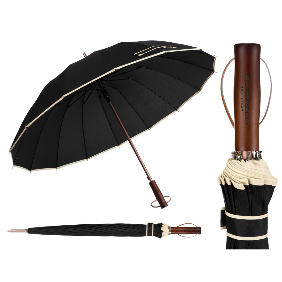 Duży, elegancki parasol rządowy w czarnym kolorze - Peterson