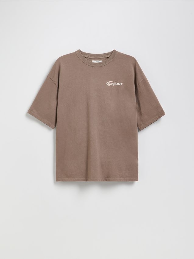 Reserved - Bawełniany t-shirt - beżowy