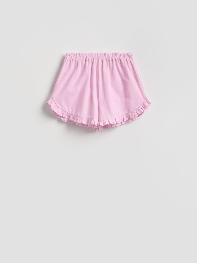 Reserved - Bawełniane szorty z falbankami - różowy
