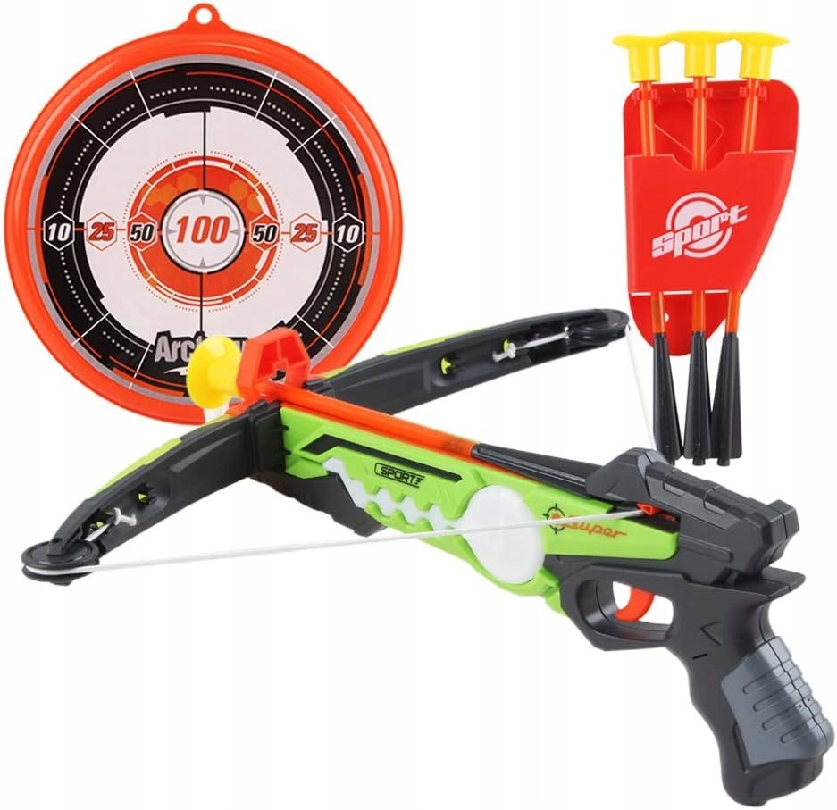 KUSZA ZABAWKA ZESTAW STRZAŁY PRZYSSAWKI TARCZA CELOWNICZA GRA DLA DZIECI